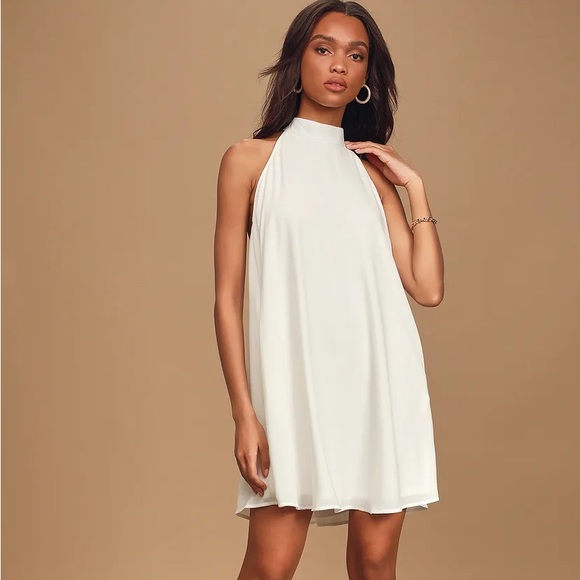 Lulus Dresses & Skirts - Lulu’s White High Neck Swing Dress